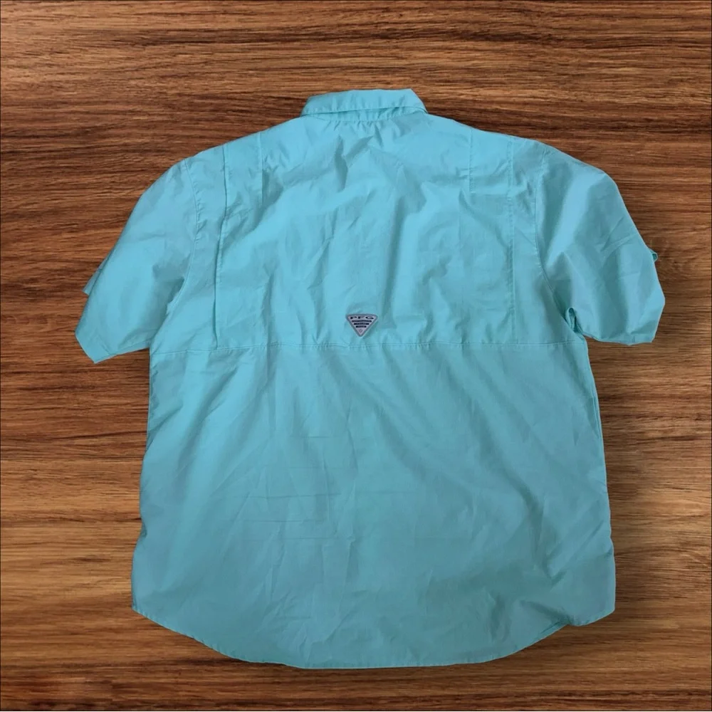 Columbia PFG Omni Shade Short Sleeve Vented Green Fishing Shirt Size X-Large‎
